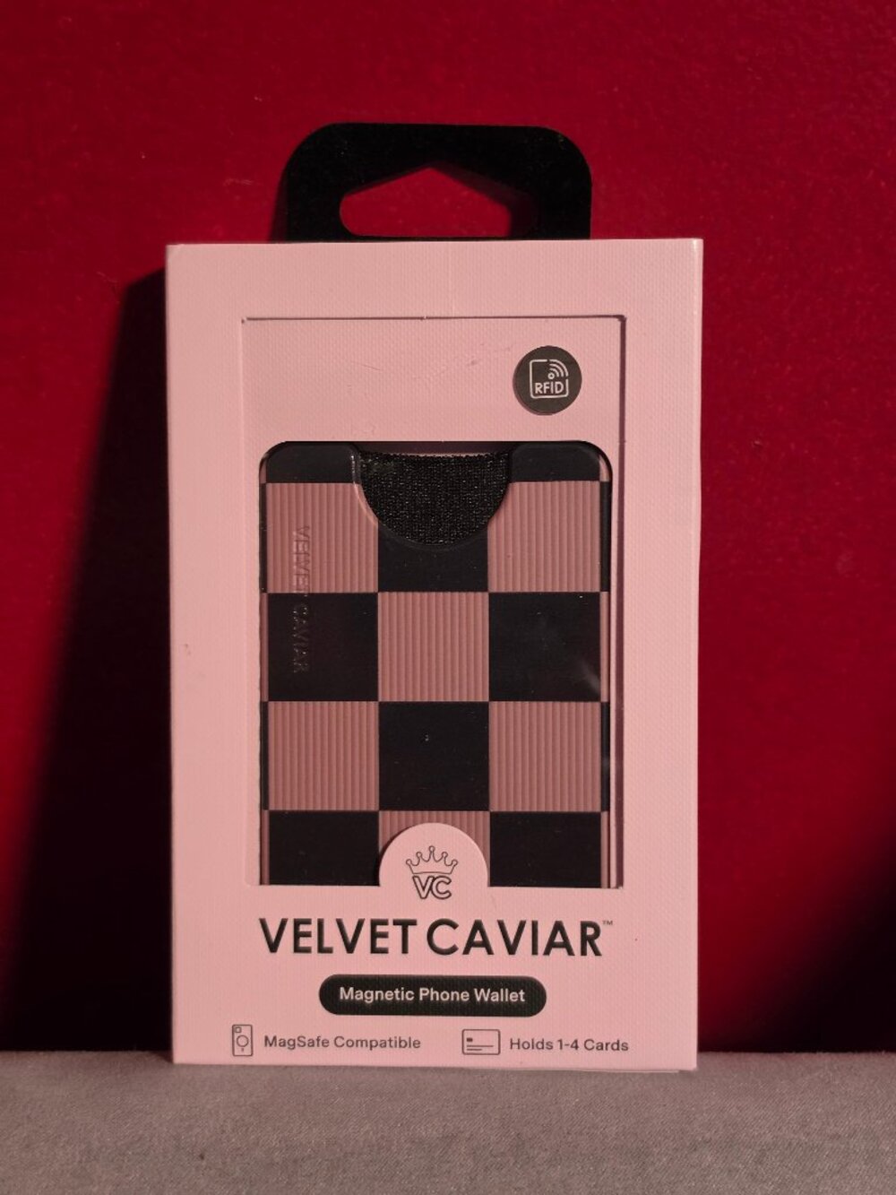 Velvet Caviar MagSafe Mocha Vibe Checker Wallet